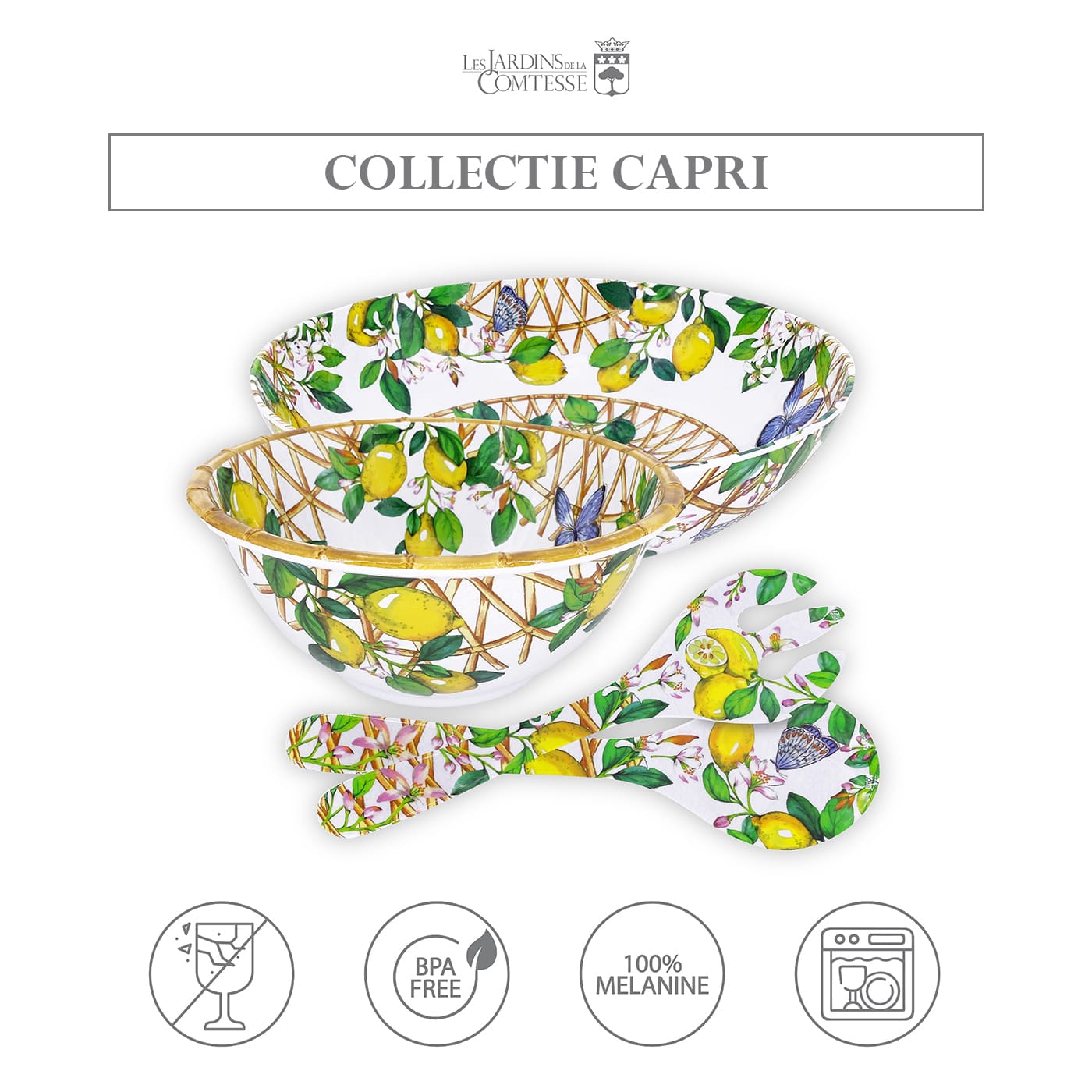 Diepe melamine slakom met citroenen - Ø 25 cm