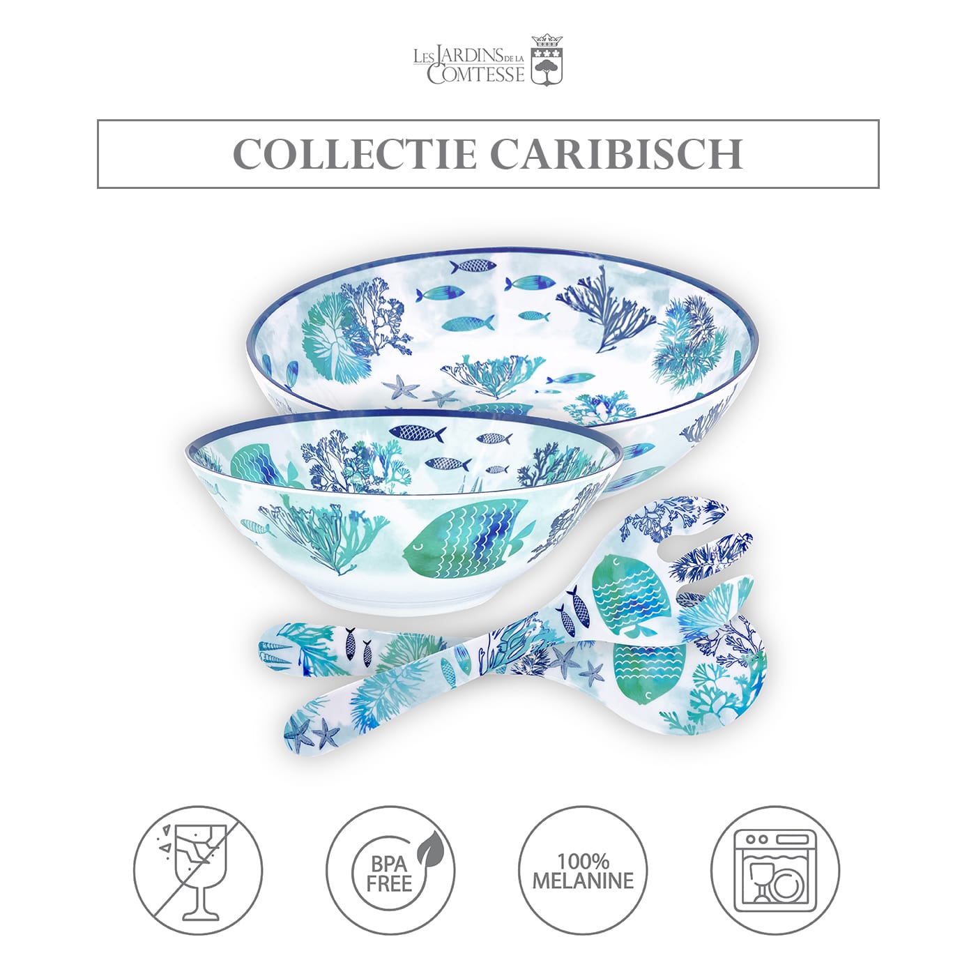 Kleine melamine slakom met vis - Ø 28 cm
