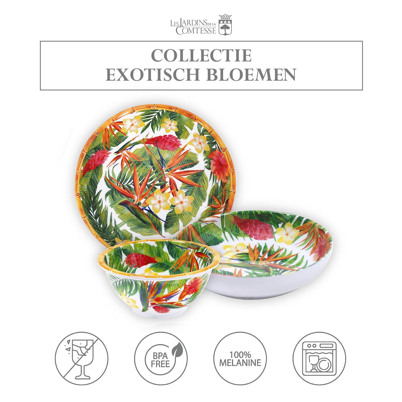 Kleine kom in melamine met bloemen - Ø 15 cm