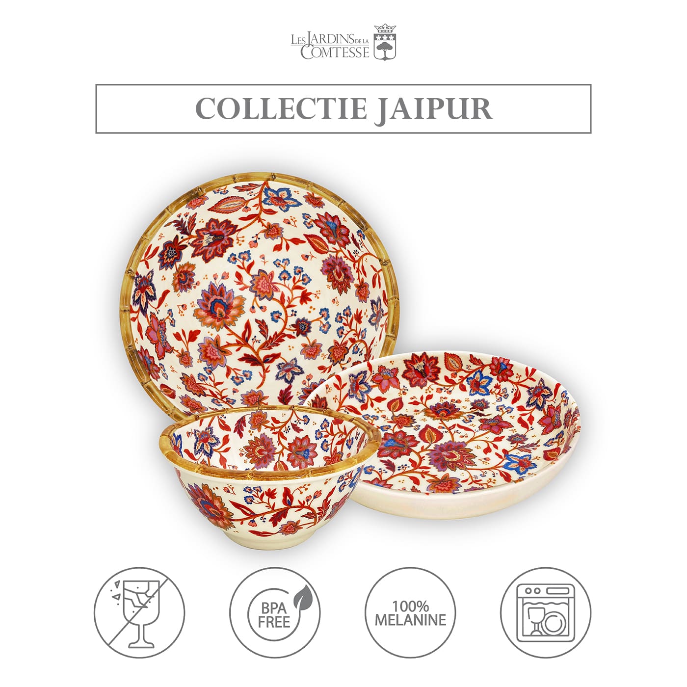 Melamine soepbord met Indiase bloemen - Ø 20 cm