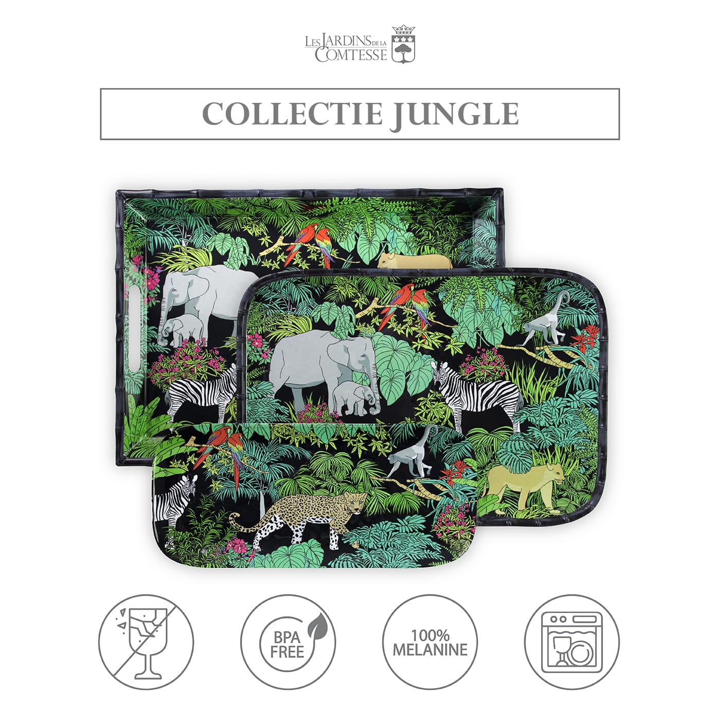 Lange rechthoekige taartschaal in zwart melamine - 37,5 cm