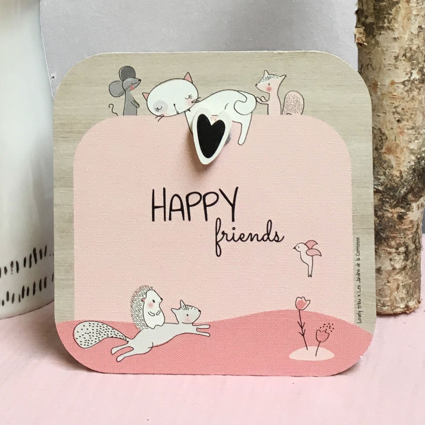 Baby fotolijstje met houten magneet "Lily de kat"