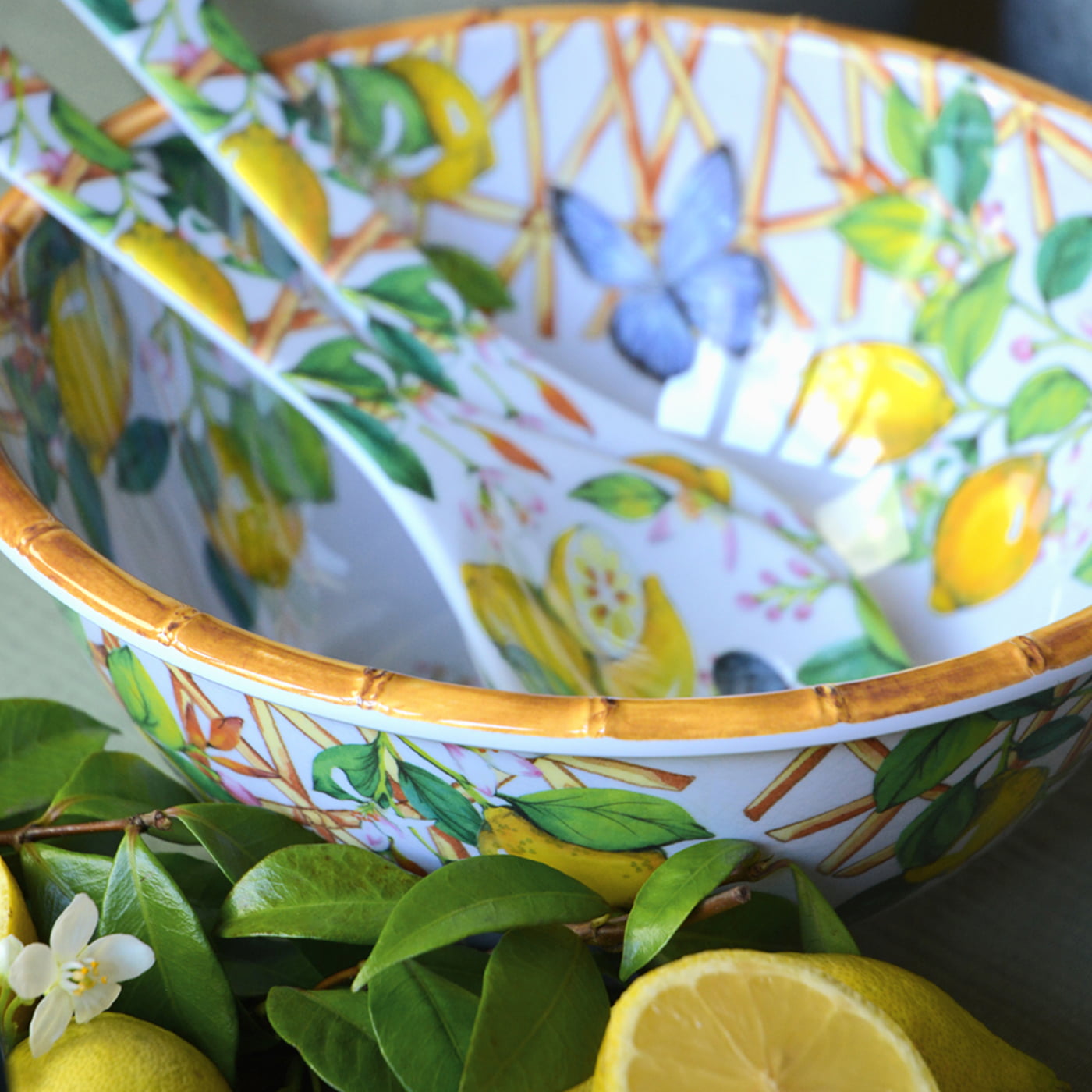 Diepe melamine slakom met citroenen - Ø 25 cm