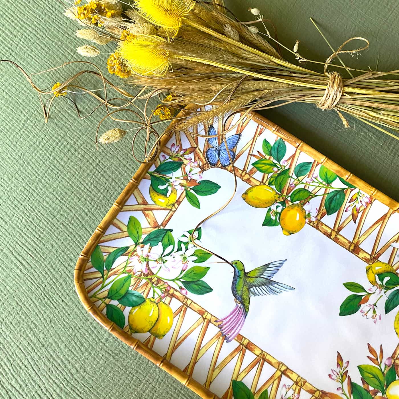 Rechthoekig dienblad met afgeronde hoeken melamine met citroenen - 45 cm