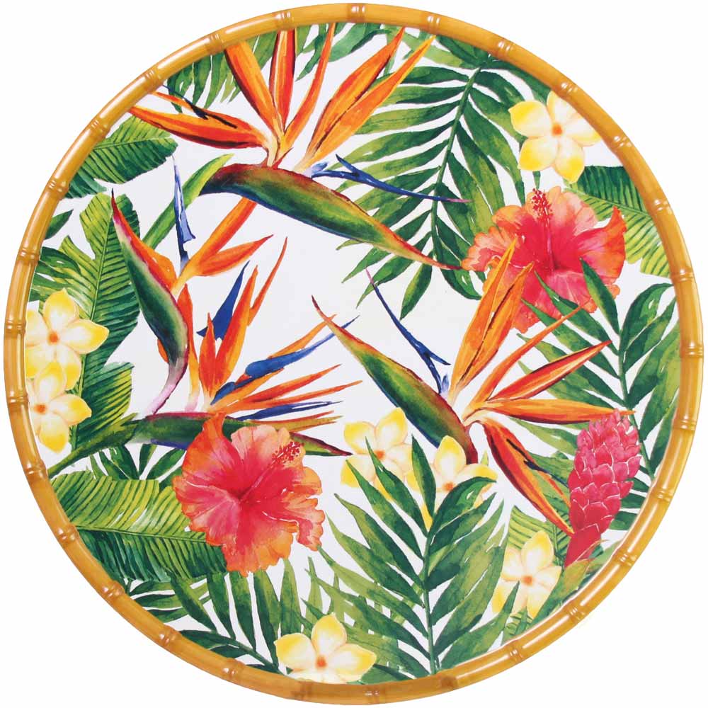 Ronde serveerschaal in melamine met bloemen - Ø 35,5 cm