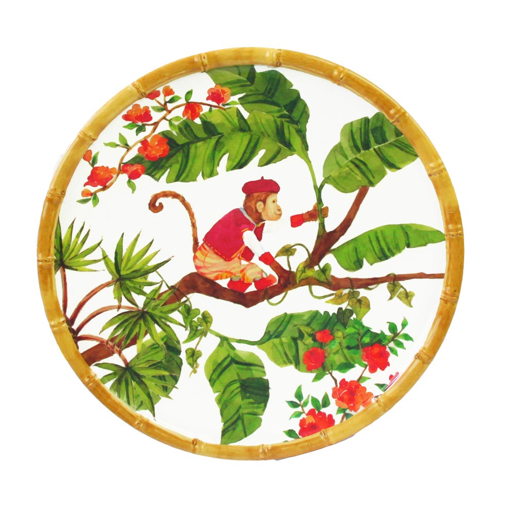 Dessertbord in melamine met aapjes - Ø 23 cm