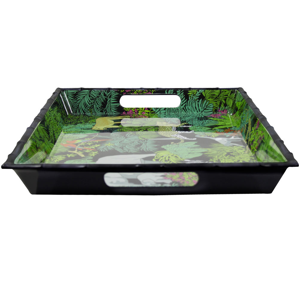 Groot dienblad met handgrepen in zwart melamine - 50 x 36 x 5 cm