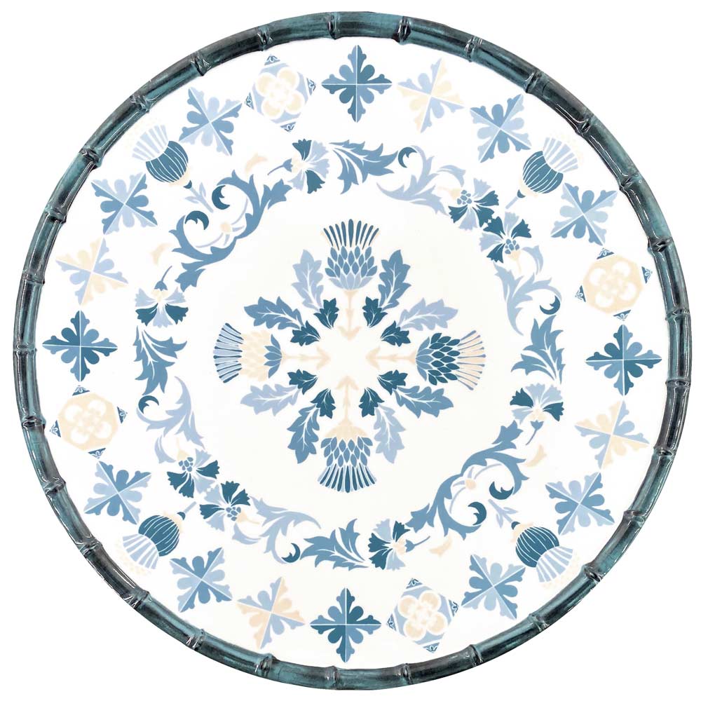 Ronde serveerschotel in zuivere melamine - bamboe omtrek - 35,5 cm - Lissabon