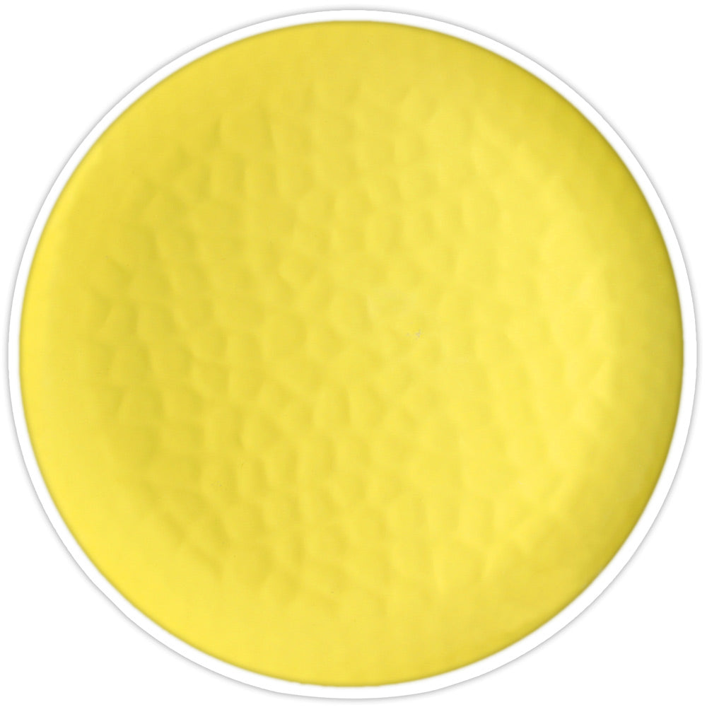 Groot plat bord van 27 cm van pure melamine - Geel. 2 stukken