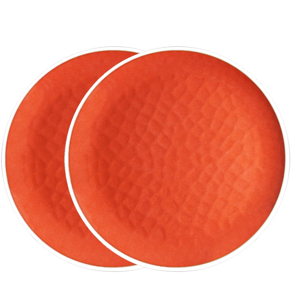 Plat bord van 23 cm van pure melamine - Rood. 2 stukken