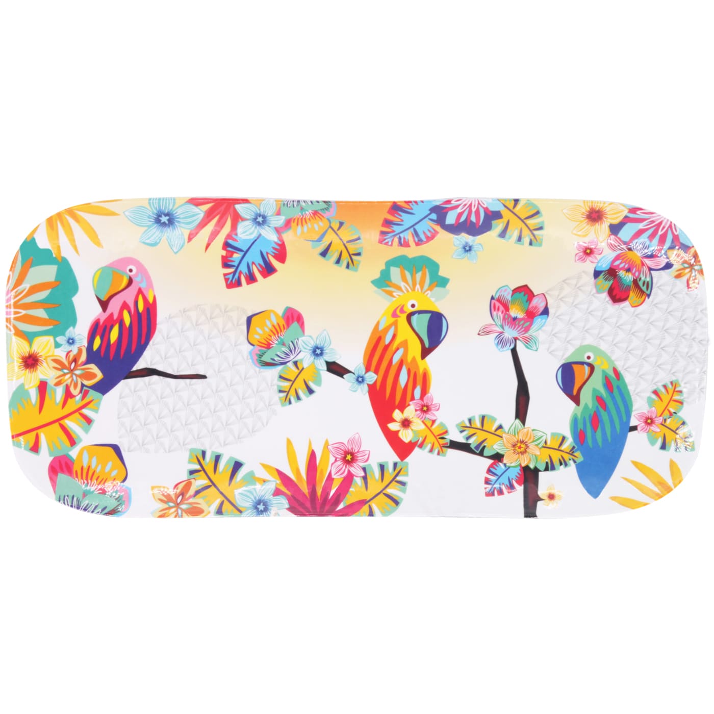 Lange rechthoekige taartschaal in melamine met papegaaien - 37,5 cm
