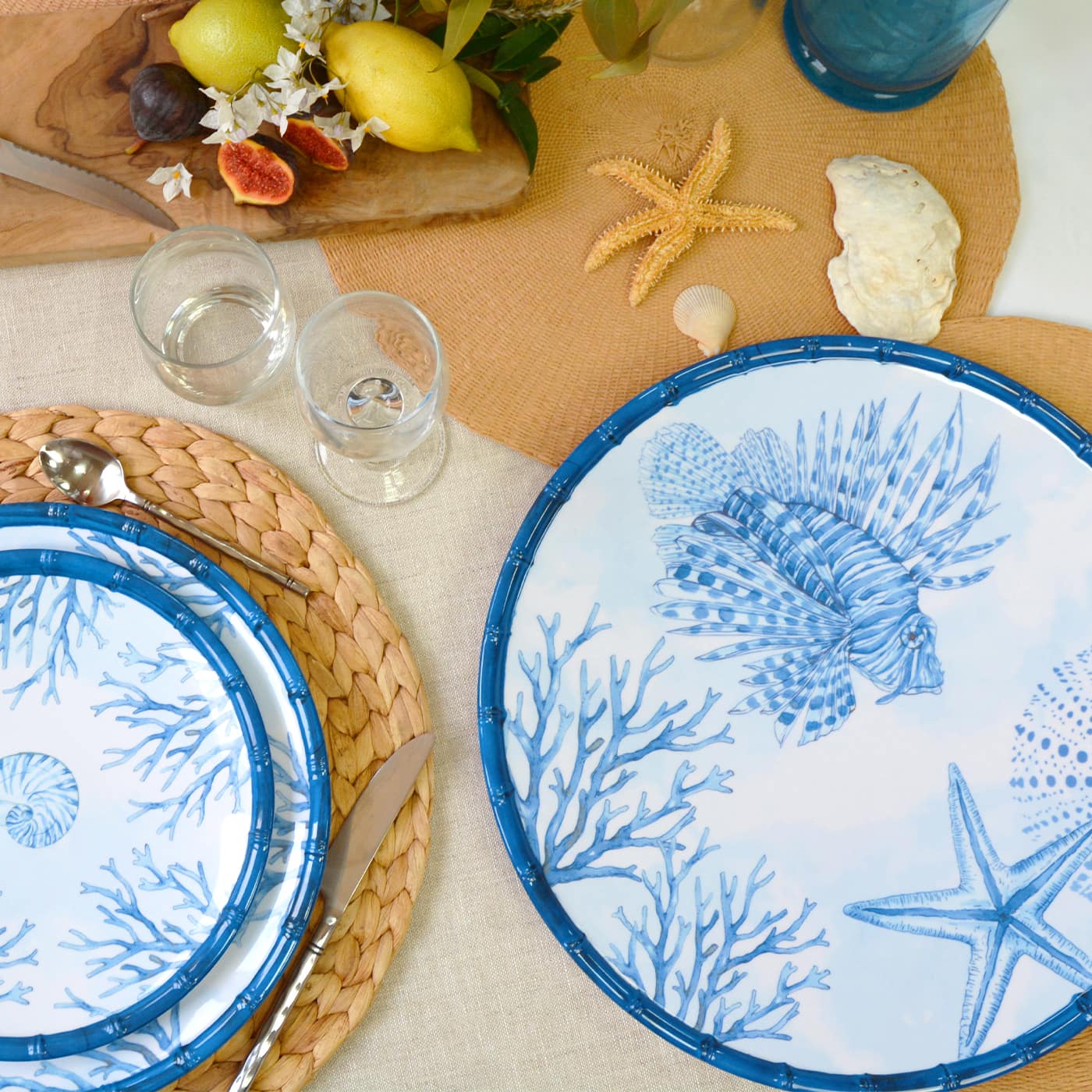 Ronde serveerschaal in koraal melamine - Ø 35.5 cm