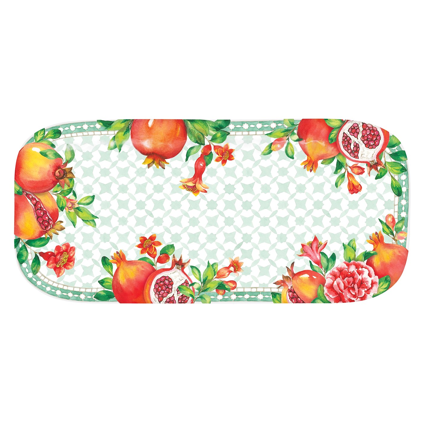 Lange rechthoekige cake schaal van melamine granaatappel - 37,5 cm