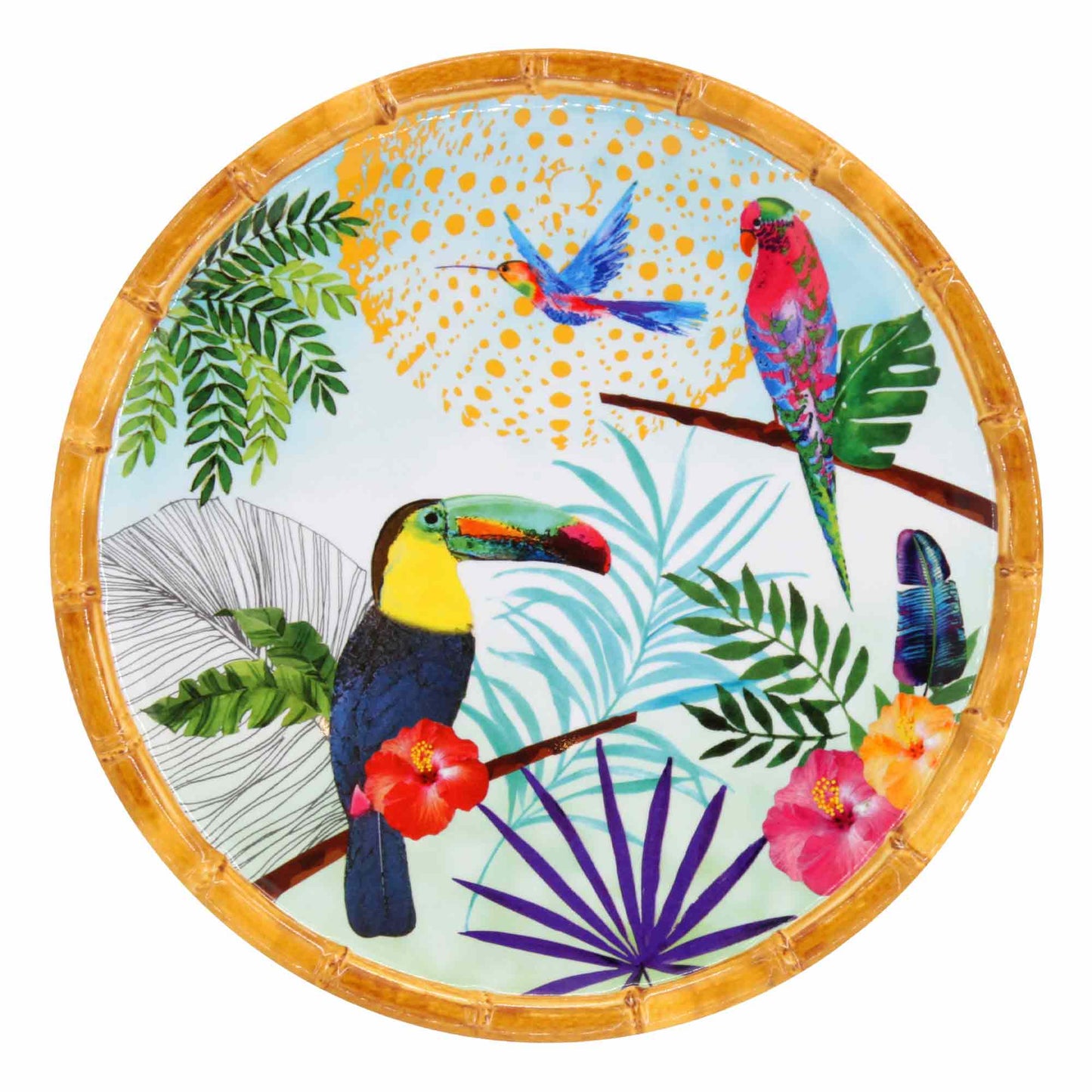 Dessertbord in melamine met toekans - Ø 23 cm