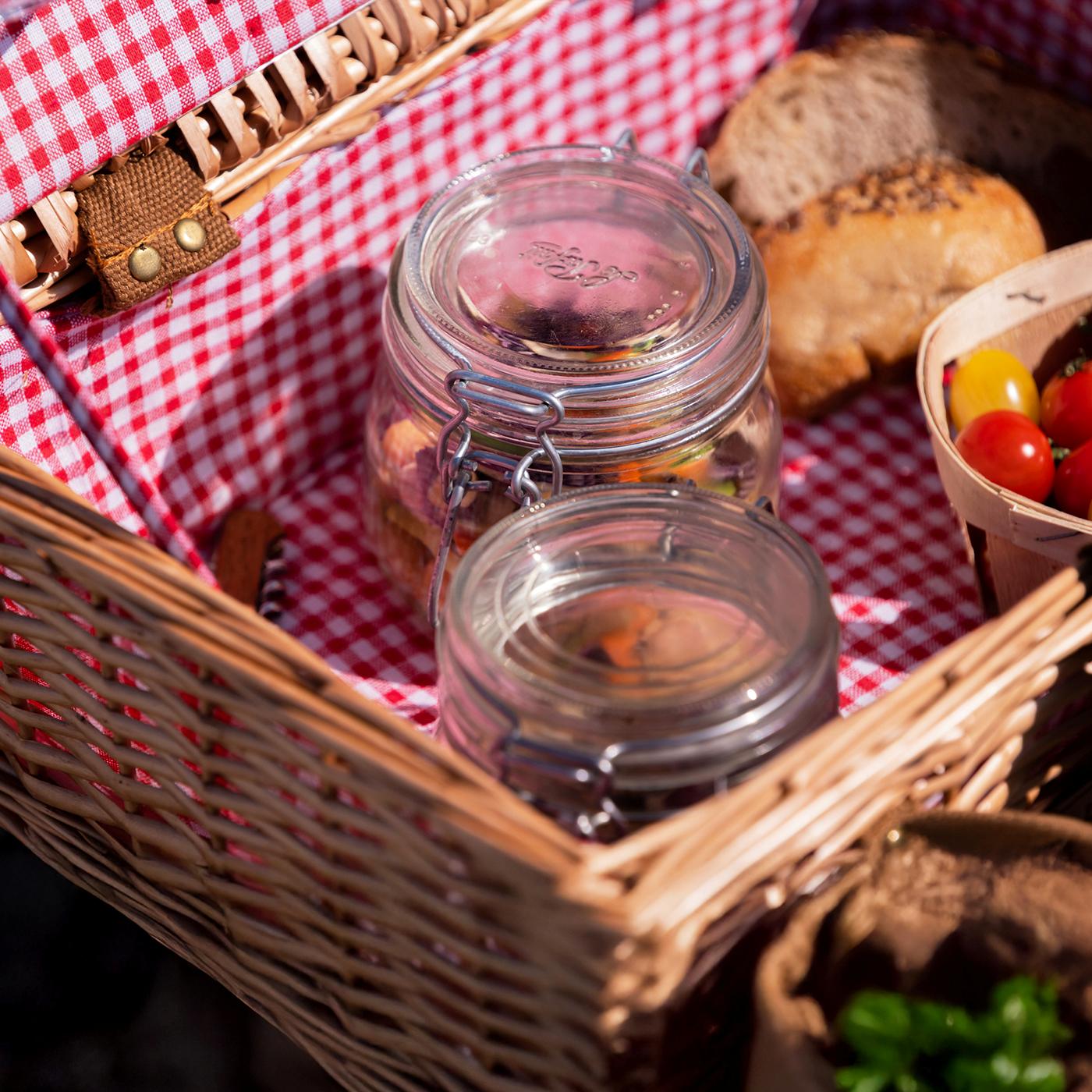 Picknickmand "Solo" rood geruite stof - 1 persoon