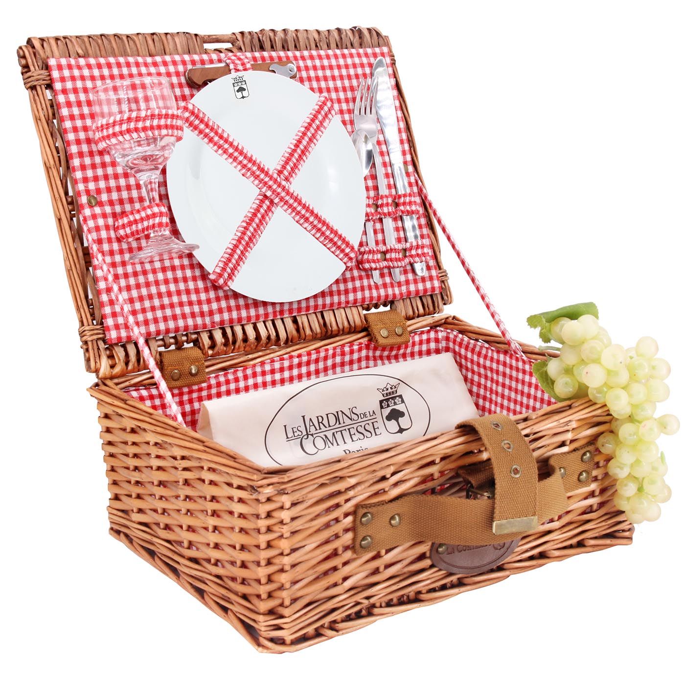 Picknickmand "Solo" rood geruite stof - 1 persoon