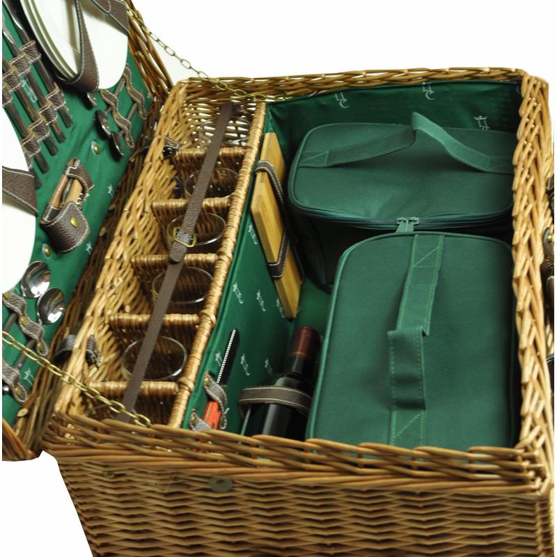 Prestige Picknickmand met leer Champs-Elysées groen - 6 personen