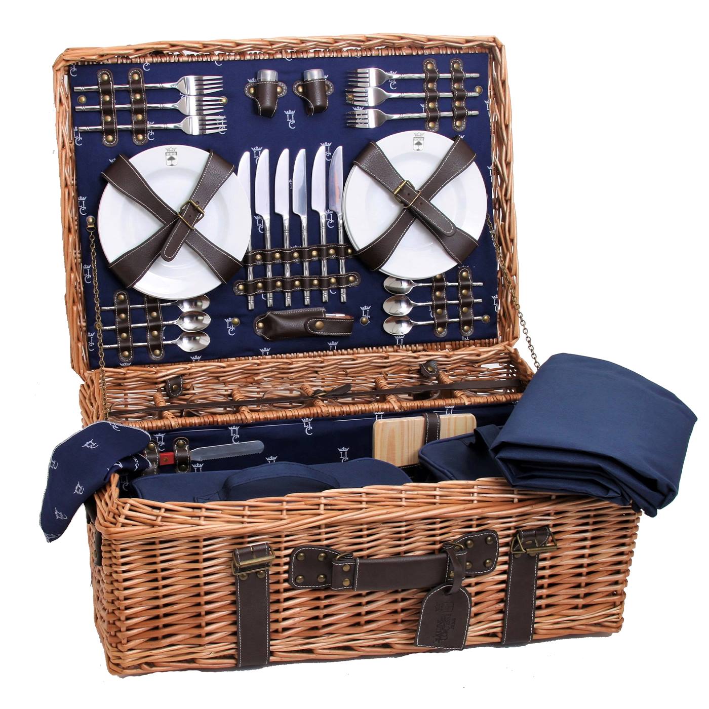 Prestige Picknickmand met leer Champs-Elysées blauw - 6 personen
