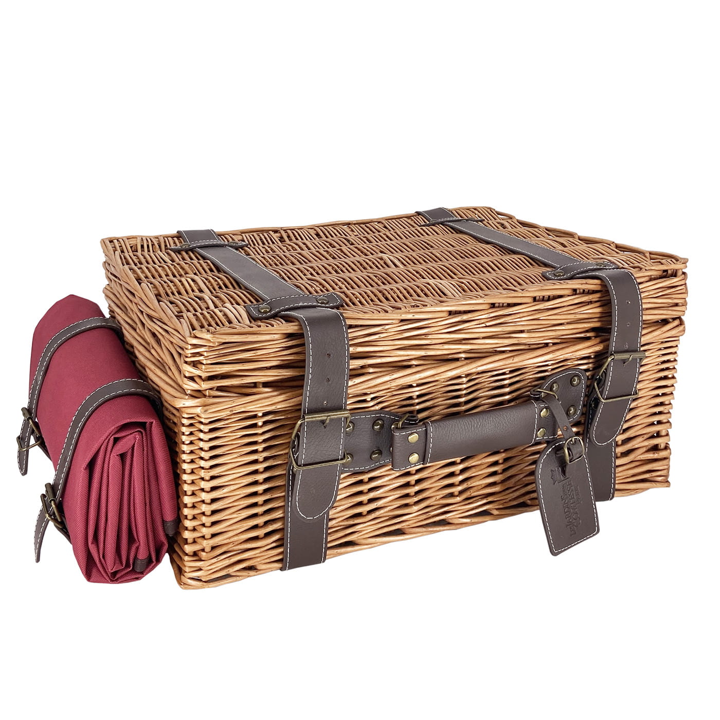 Prestige Picknickmand met leer Champs-Elysées bordeauxrood 2 personen