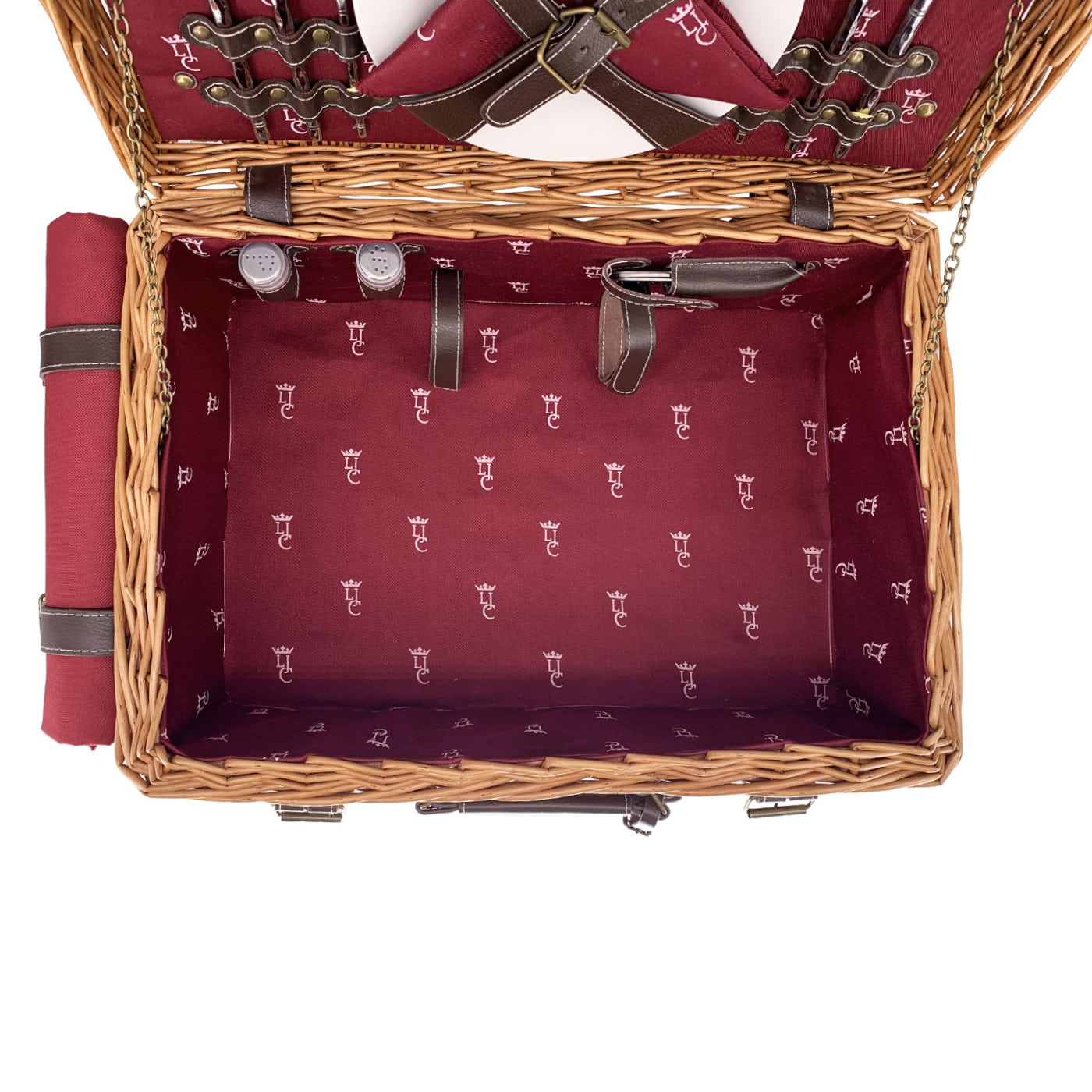 Prestige Picknickmand met leer Champs-Elysées bordeauxrood 2 personen