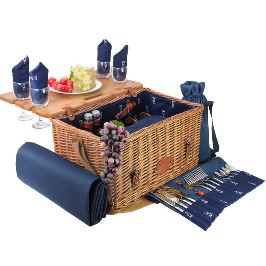 Picknickmand Saint-honoré blauw met tafel - 4 personnes