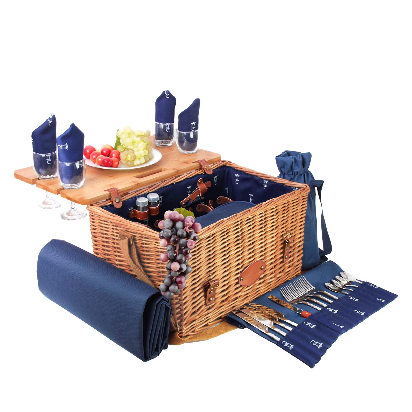 Picknickmand Saint-honoré blauw met tafel - 4 personnes