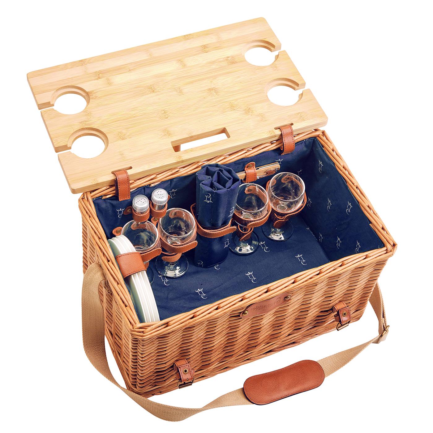 Picknickmand Saint-honoré blauw met tafel - 4 personnes