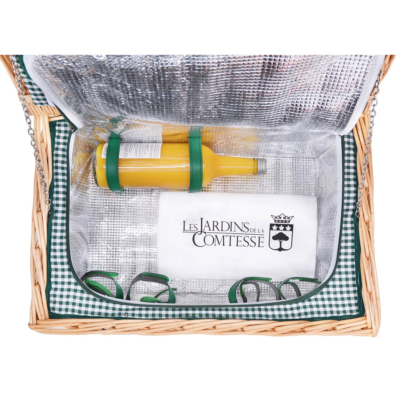 Picknickmand van riet Marly groen - 4 personen