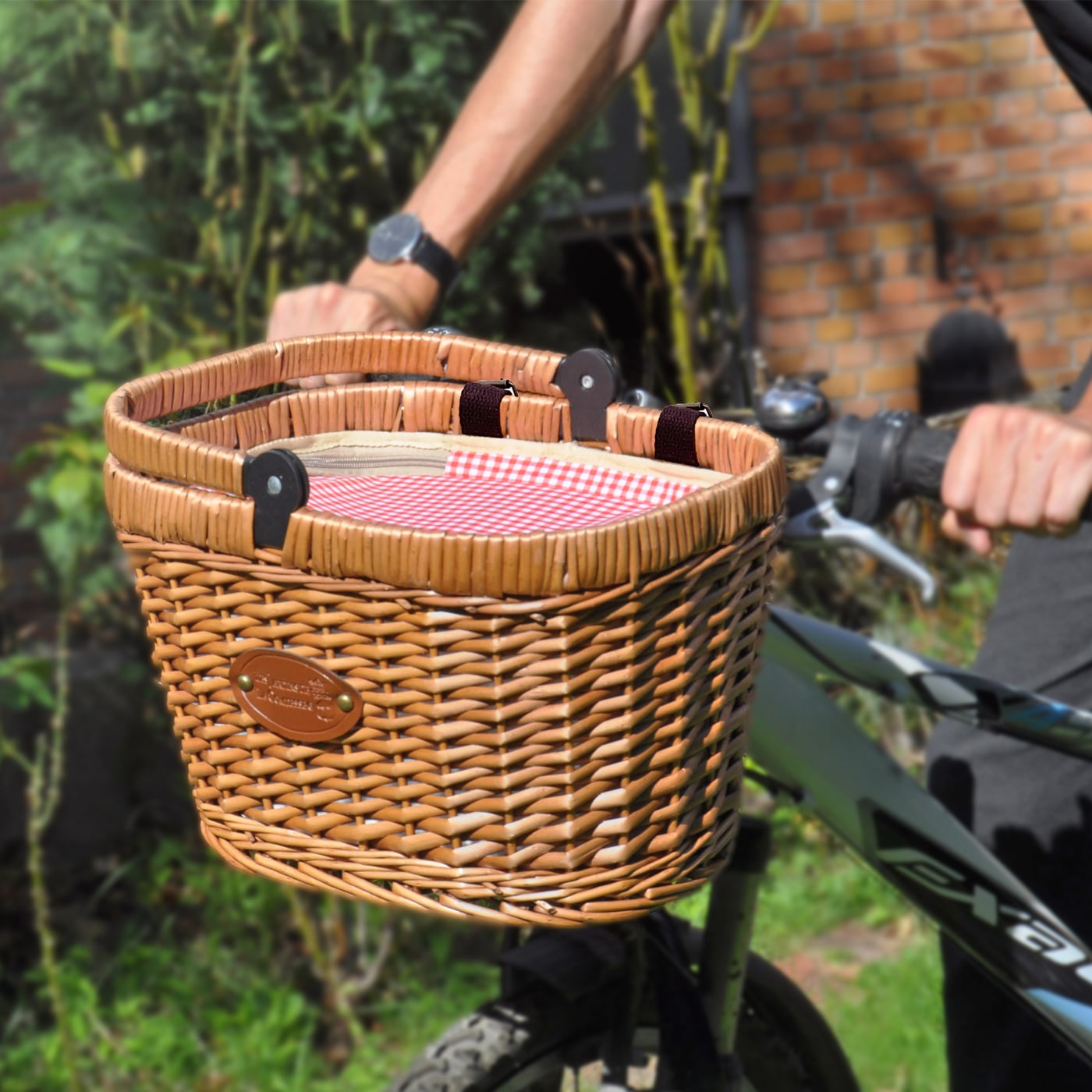 Fietsmand "Chantilly" - Rode gingham -for picnics en booschappen