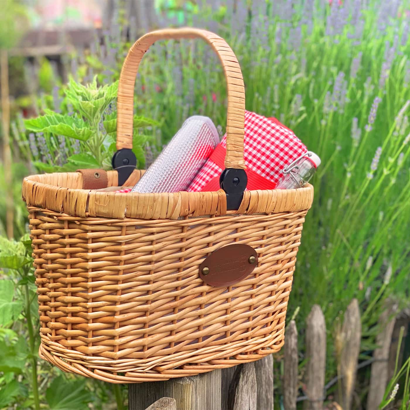Fietsmand "Chantilly" - Rode gingham -for picnics en booschappen