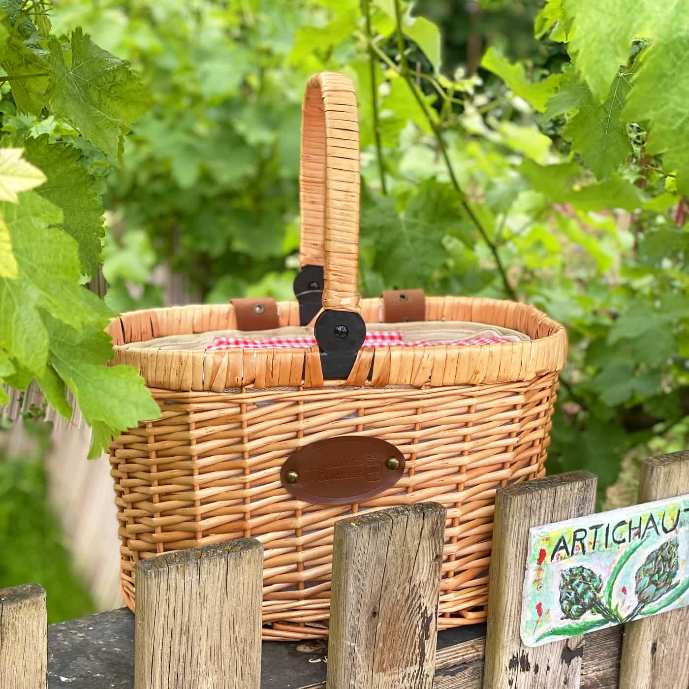 Fietsmand "Chantilly" - Rode gingham -for picnics en booschappen
