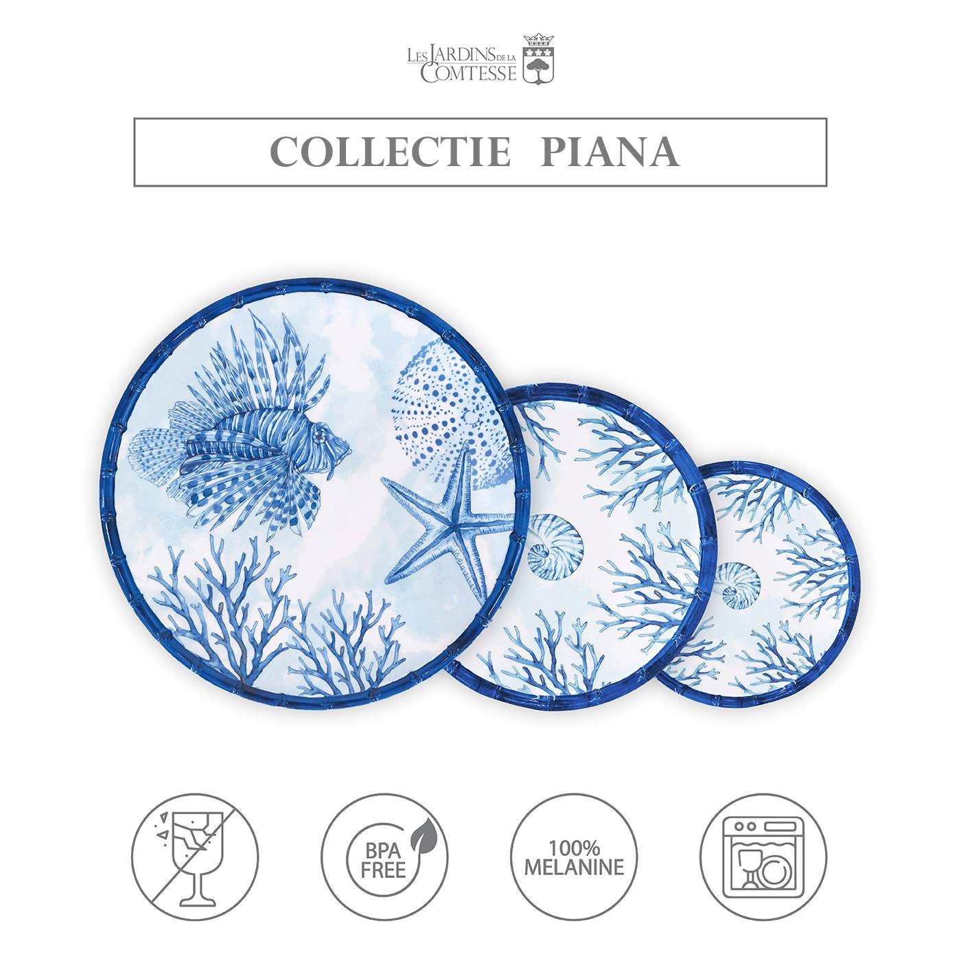 Ronde serveerschaal in koraal melamine - Ø 35.5 cm