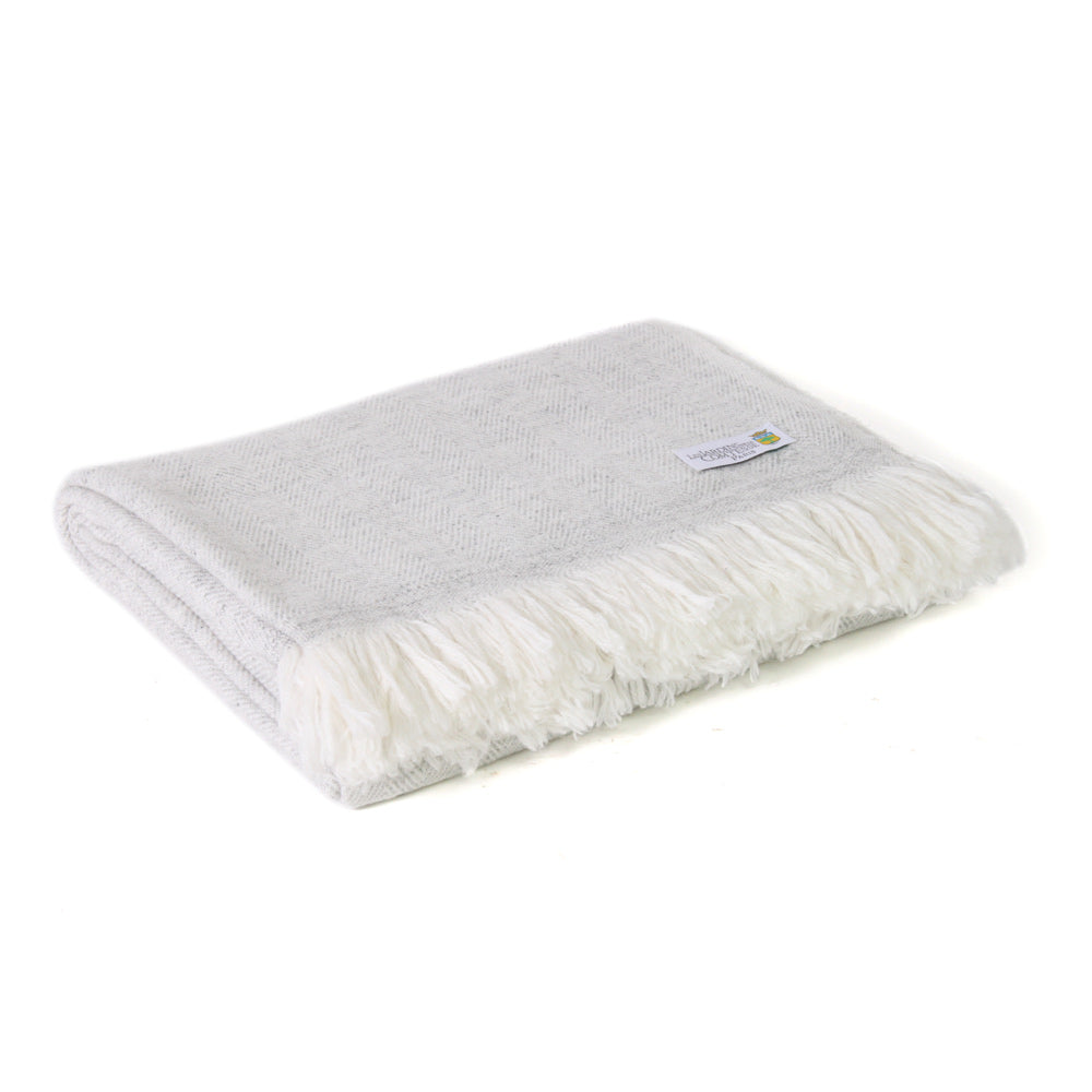 Silver Grey Cashmere en wol Throw - Lichtgewicht visgraat Throw - 130 x 230 cm