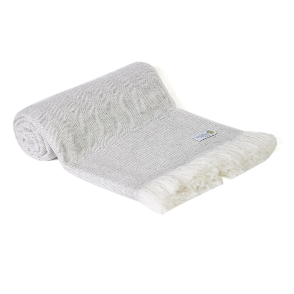 Silver Grey Cashmere en wol Throw - Lichtgewicht visgraat Throw - 130 x 230 cm