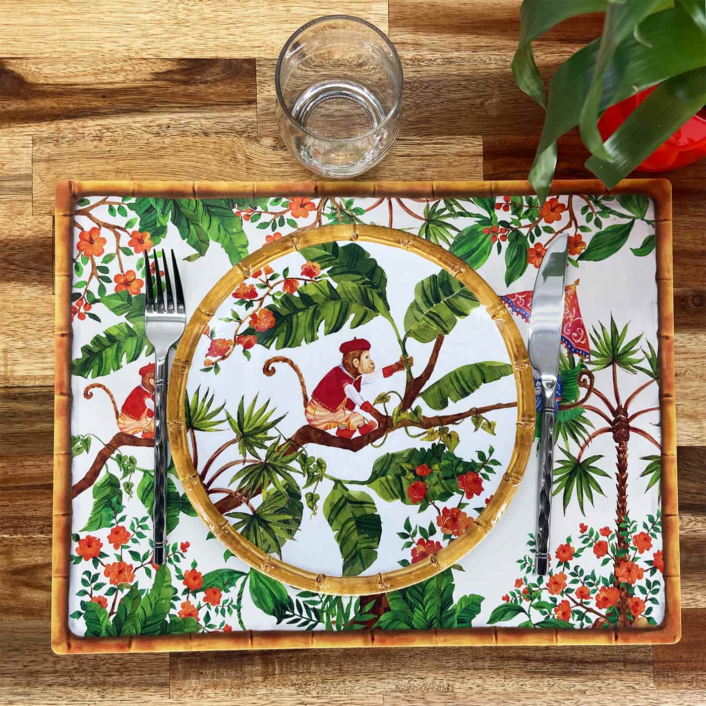 Placemat (40 x 30 cm) met aapjes - Set van 6