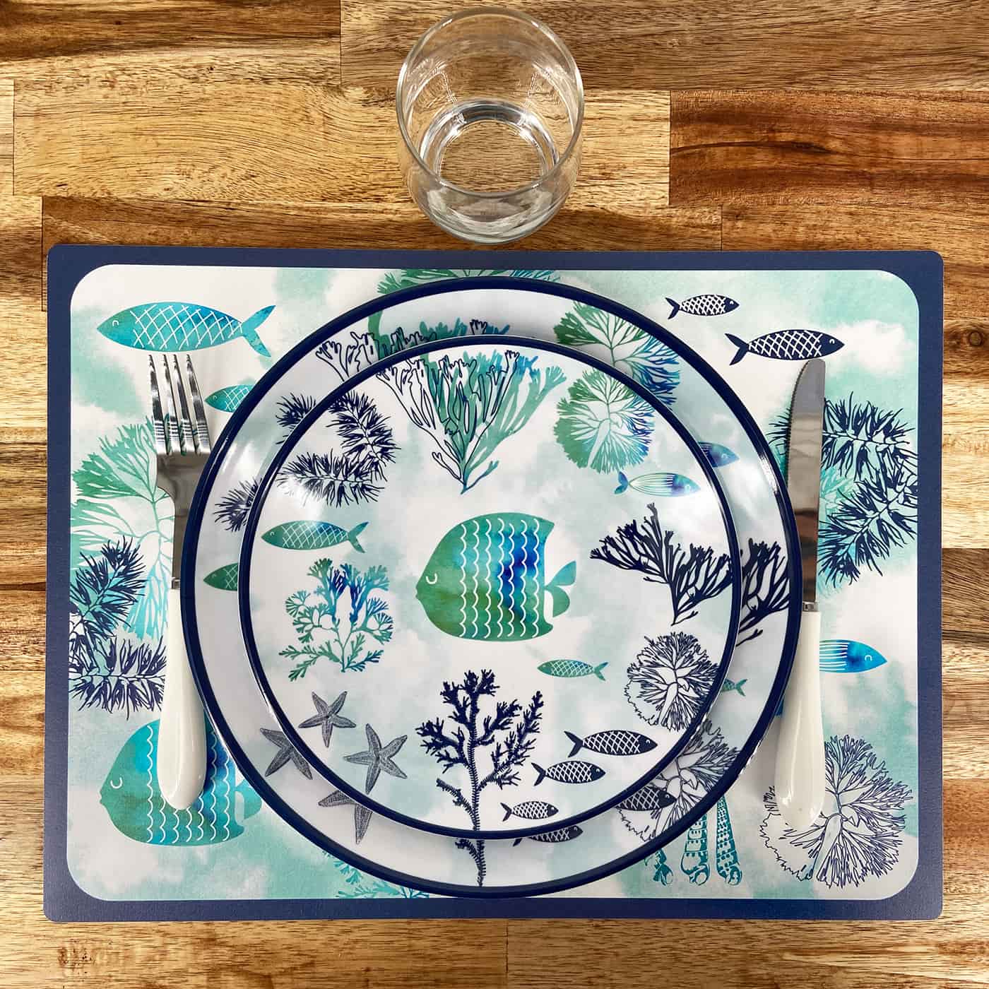 Placemat (40 x 30 cm) met vis - Set van 6