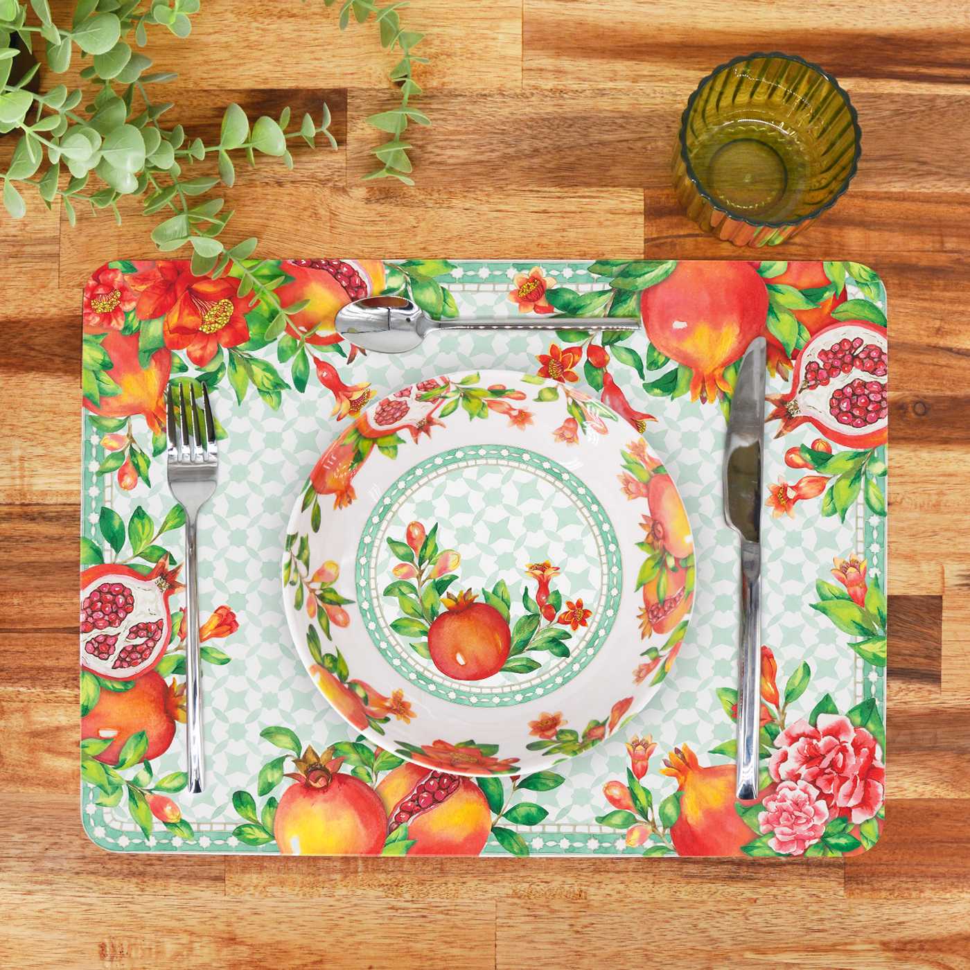 Placemat (40 x 30 cm) met granaatappel - Set van 6