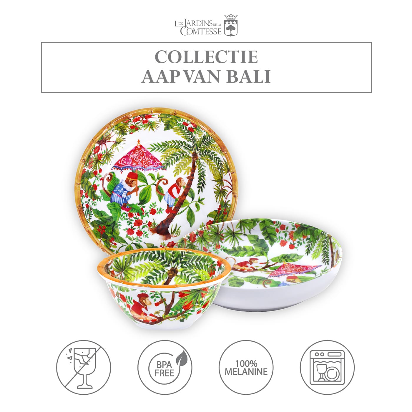 Soepbord van melamine met aapjes - Ø 20 cm