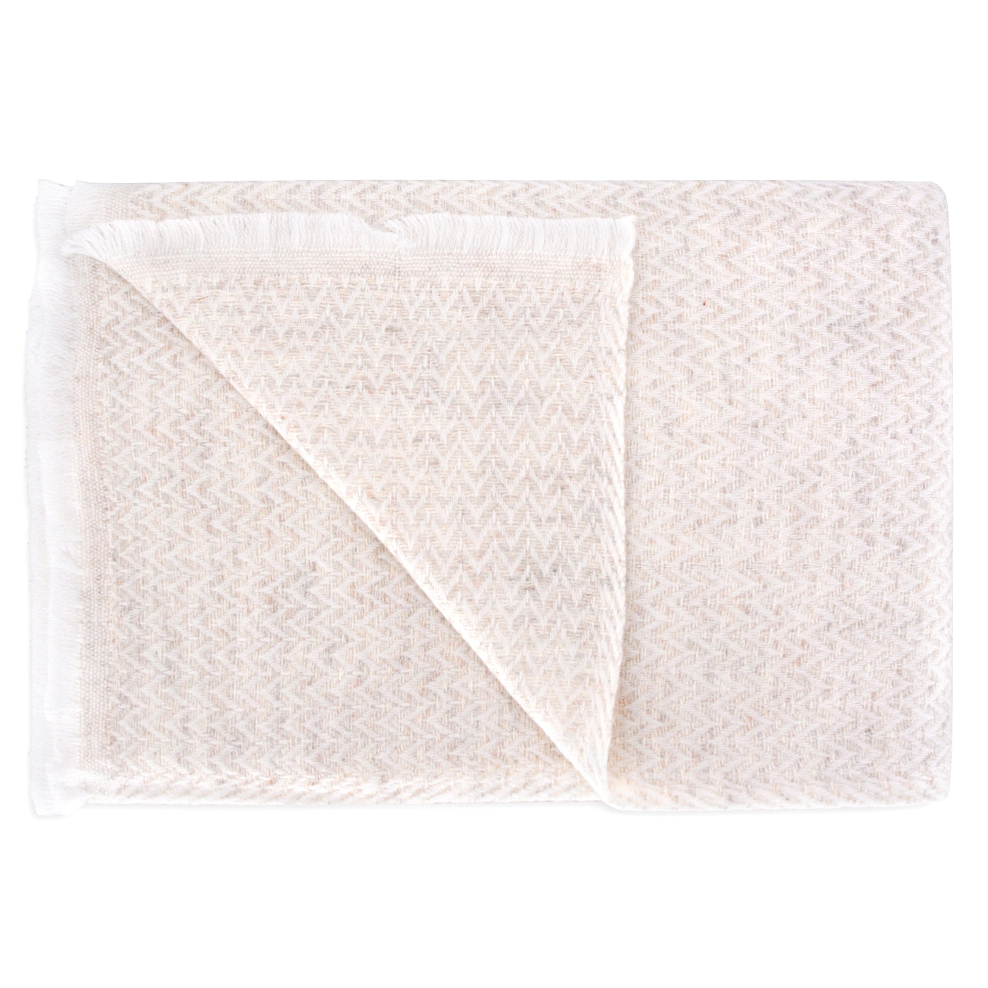 Sjaal van kasjmier en wol Heren & Dames 70 x 210 cm - Beige Amandel kleine dakspanten
