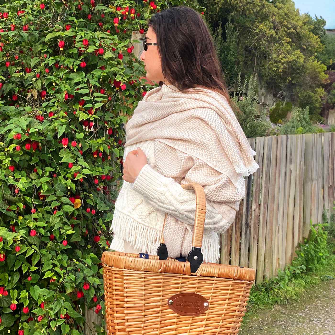 Sjaal van kasjmier en wol Heren & Dames 70 x 210 cm - Camel small visgraat