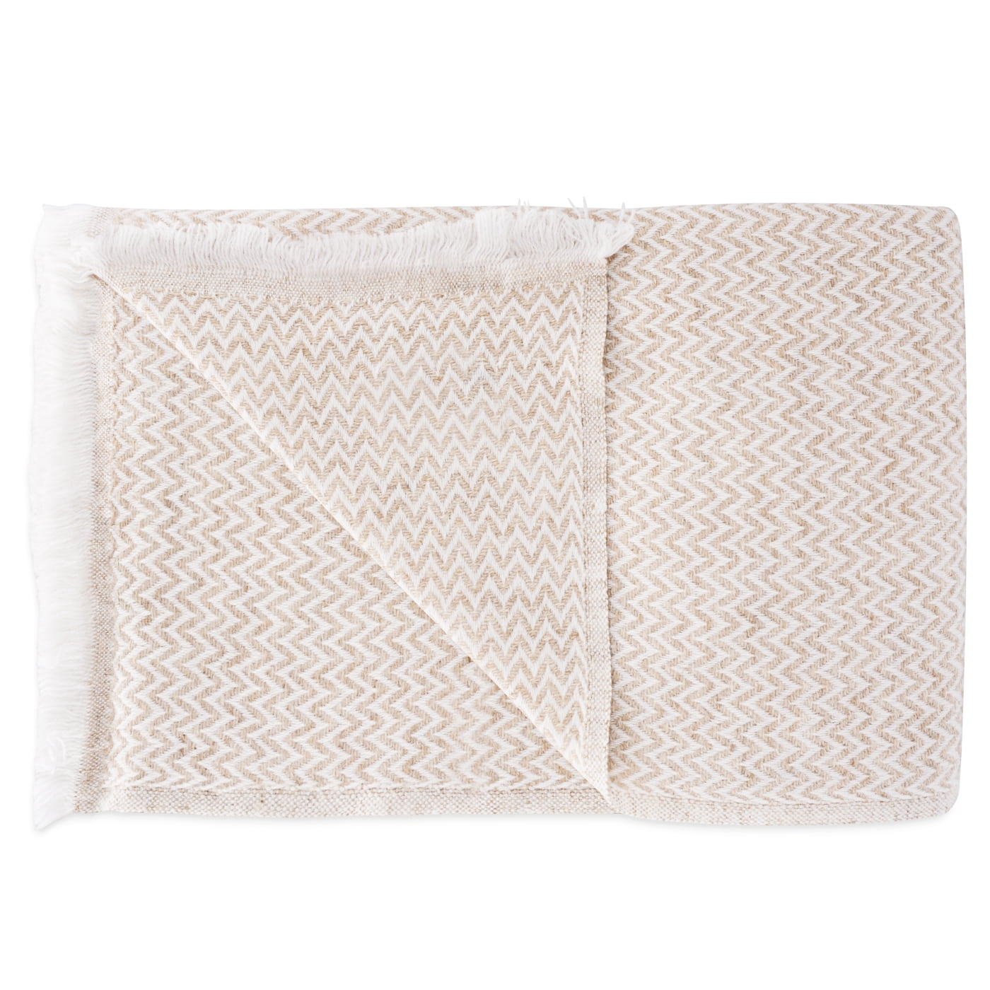 Sjaal van kasjmier en wol Heren & Dames 70 x 210 cm - Camel small visgraat