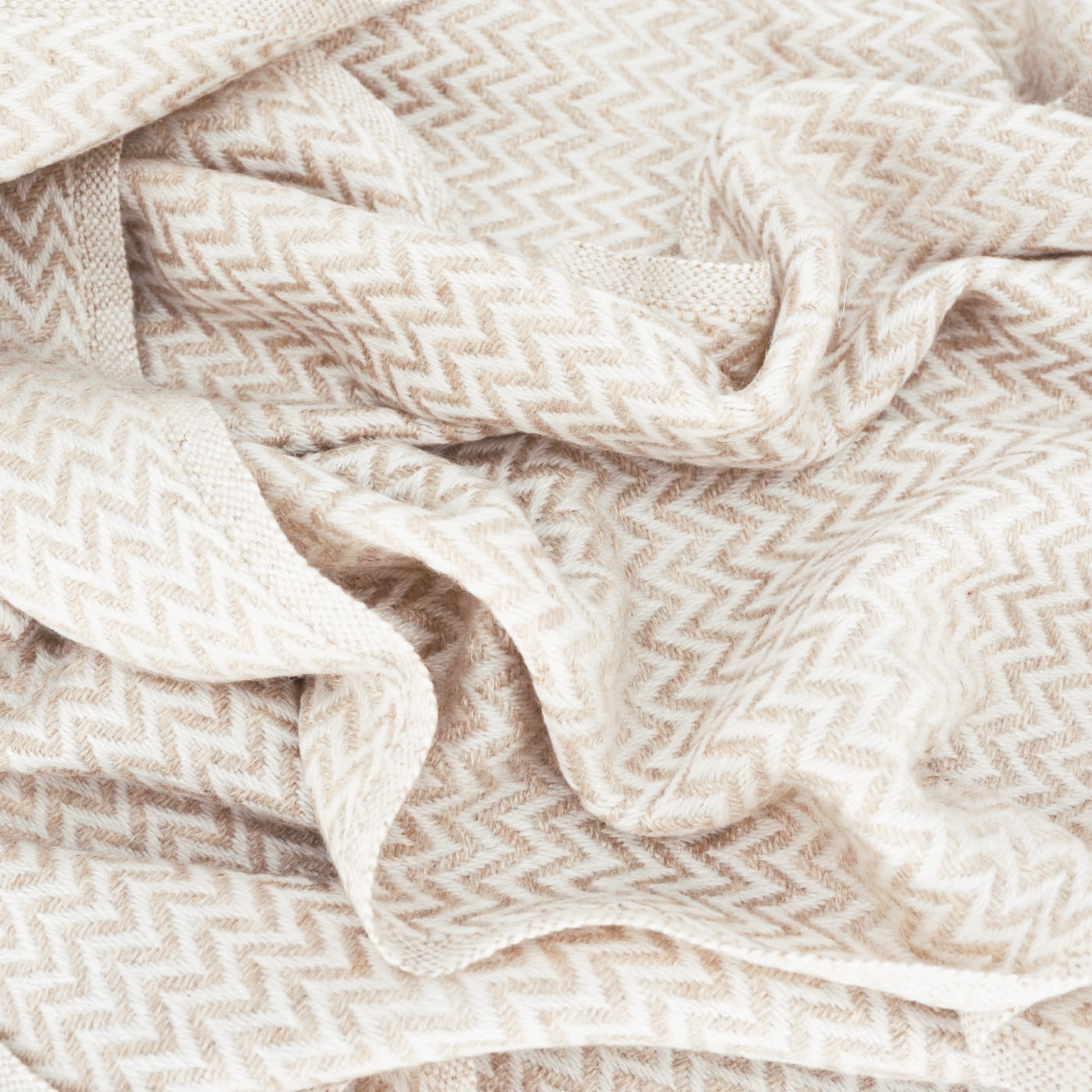 Sjaal van kasjmier en wol Heren & Dames 70 x 210 cm - Camel small visgraat