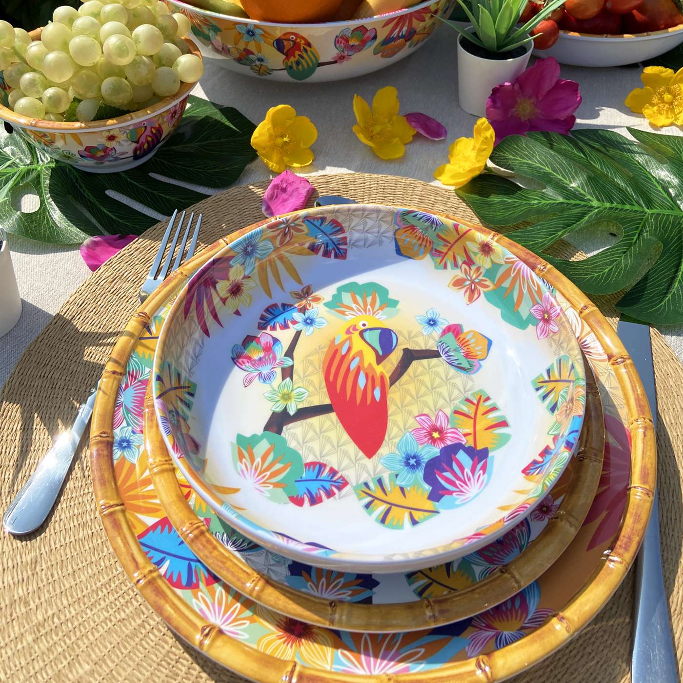 Soepbord van melamine met papegaaien - Ø 20 cm