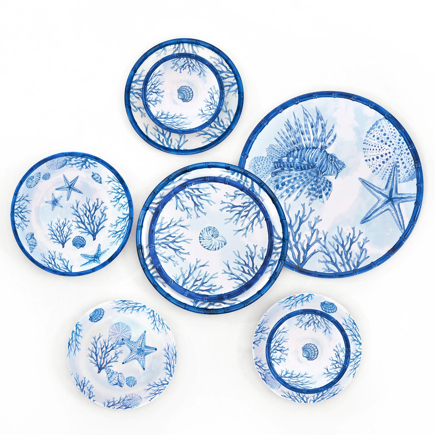 Ronde serveerschaal in koraal melamine - Ø 35.5 cm