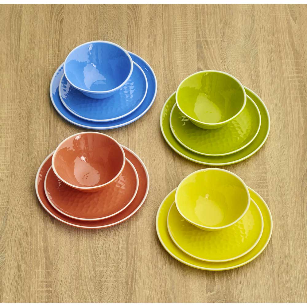 Groot plat bord van 27 cm van pure melamine - Blauw. 2 stukken