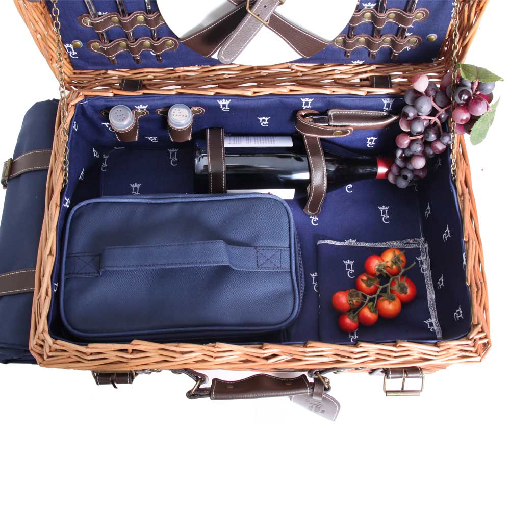 Prestige Picknickmand met leer Champs-Elysées blauw - 2 personen
