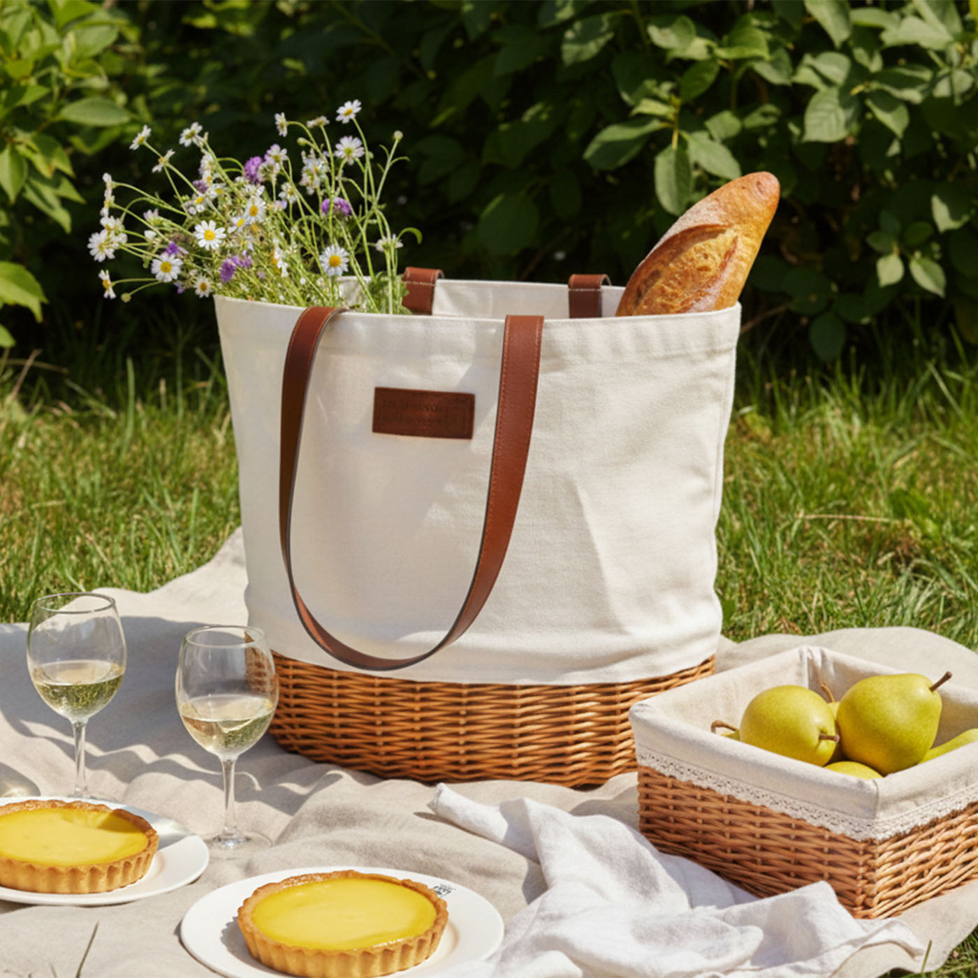 Picknicktas Azur linnen - 2 personen