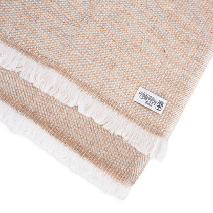 Damessjaal van kasjmier en wol 40 x 190 cm - Tweekleurig Camel / Wit