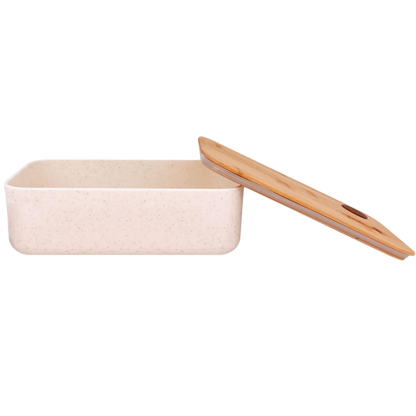Lunchbox op basis van tarwevezels met bamboe deksel - kan in de magnetron