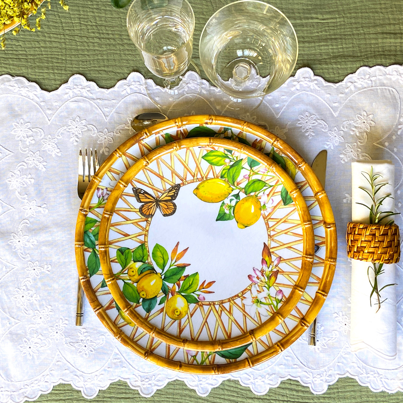 Dessertbord in melamine met citroenen - Ø 23 cm